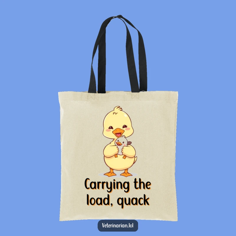 Funny Duckling Vet Tote Bag: Carry your essentials with this cute doctor animal, a great funny gift.
