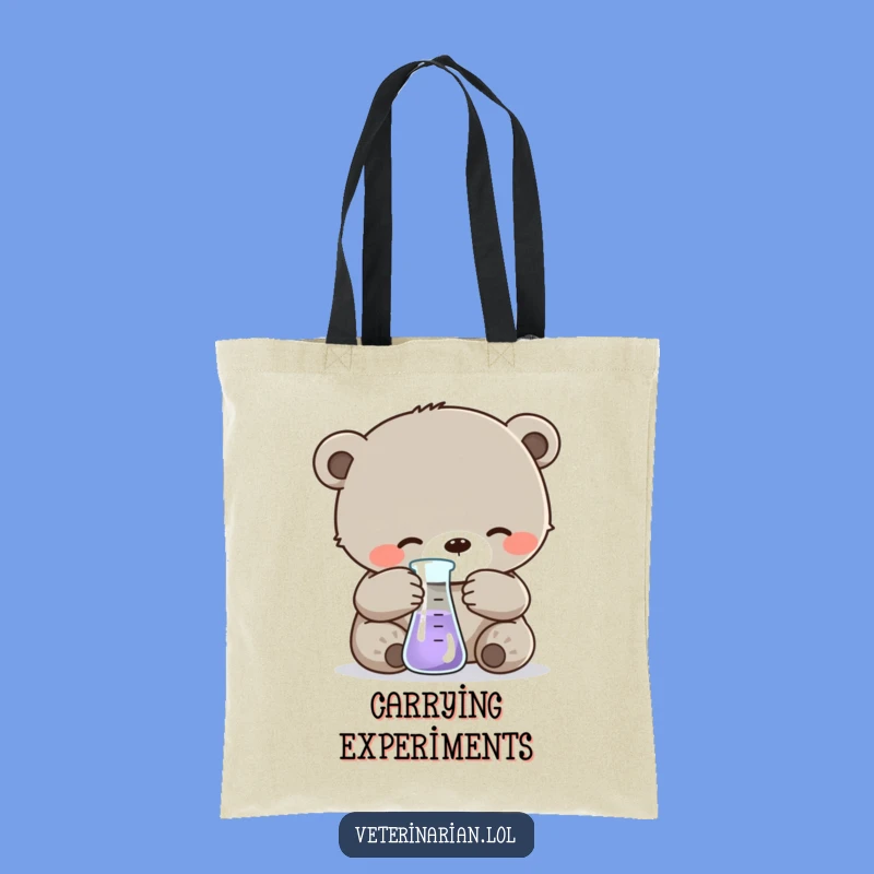 Funny Bear Cub Science Tote Bag: Carry Your Gear with this Adorable Lab Design