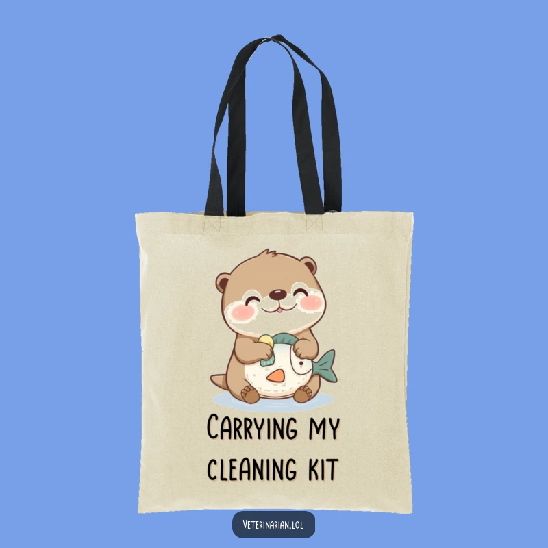Funny Otter Cleaning Tote Bag: Carry Your Essentials & Smiles
