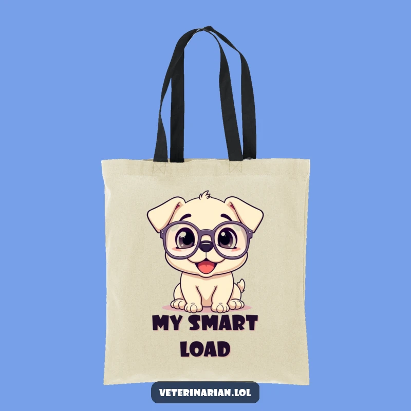 Funny Puppy Glasses Tote Bag: Carry Your Essentials with Smart Dog Charm