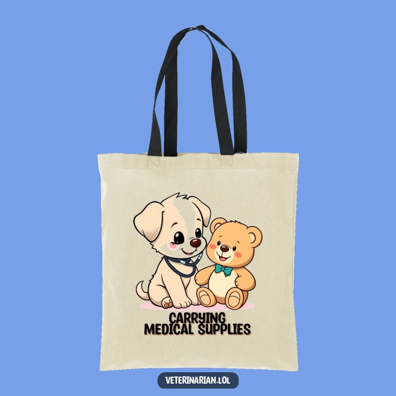 Funny Puppy Vet Tote Bag: Carry Your Essentials with This Adorable Doctor Dog!