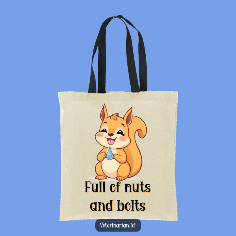 Funny Squirrel Dropper Tote Bag: Grinning squirrel art, a practical and funny gift for shoppers.