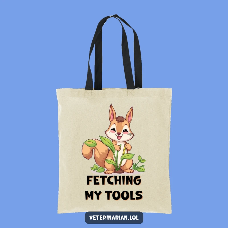 Funny Squirrel Gardener Tote Bag: Carry Your Essentials with This Energetic Plant Measurer!
